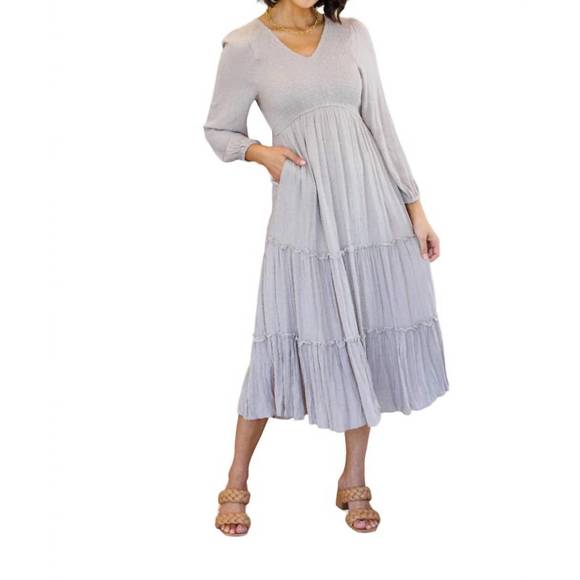 NEW HAYDEN LA easy come, easy go tiered midi dress in heather - Picture 1 of 4
